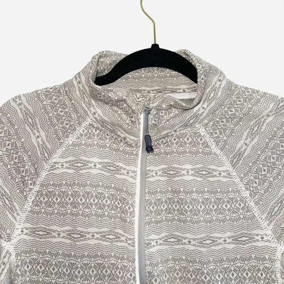 Eddie Bauer Tan & Cream Aztec Print Quarter Zip Sweatshirt Large Women’s - Picture 2 of 13